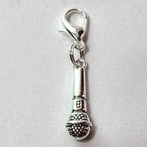Clip On microphone charms bracelet music singer dreadlock beads